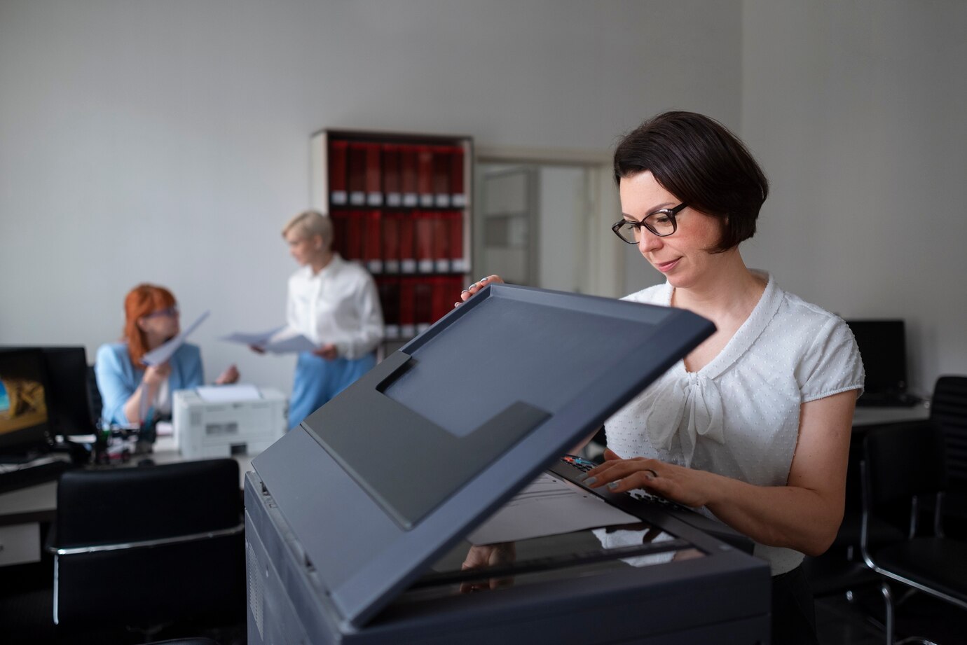 Modern Epson printer setup in a business office in Russia